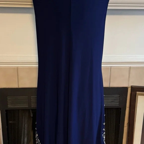 MSK Blue Midi Cocktail Dress w/ “Crystal” Accents - Picture 6 of 6